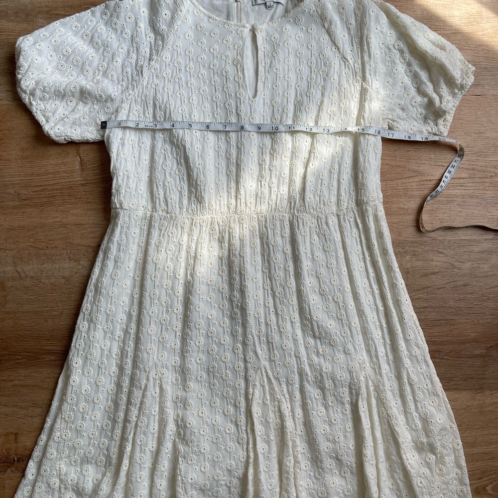 Madewell Cream Eyelet Dress with Puff Sleeves
